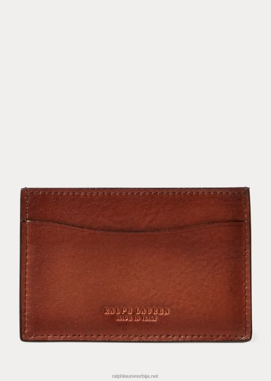 мушкарци Ralph Lauren футрола за картице од брушене коже V2V449049 винтаге браон
