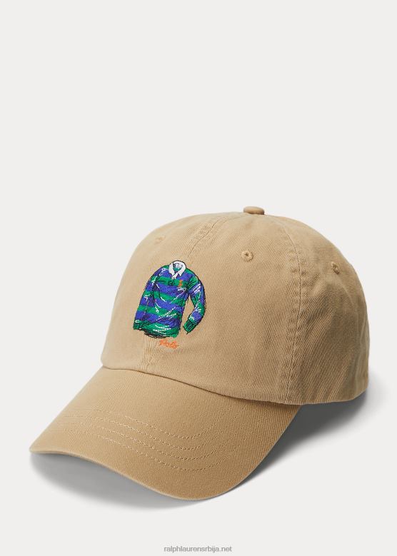 мушкарци Ralph Lauren капица од кепера извезена на рагби мајицу V2V442515 цафе тан