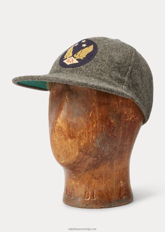 мушкарци Ralph Lauren лого капица од филца од мешавине вуне V2V448861 сива