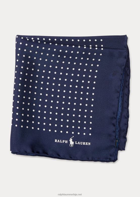 мушкарци Ralph Lauren пункаста свилени џепни квадрат V2V442240 морнарица