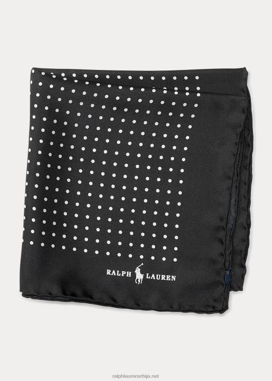 мушкарци Ralph Lauren пункаста свилени џепни квадрат V2V442241 црн