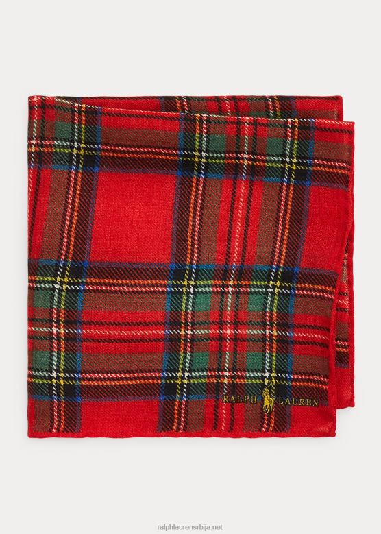 мушкарци Ralph Lauren карирани вунени џепни квадрат V2V442280 црвени мулти