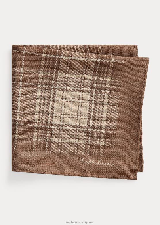 мушкарци Ralph Lauren карирани џепни квадрат од кашмира и свиле V2V448932 тан мулти