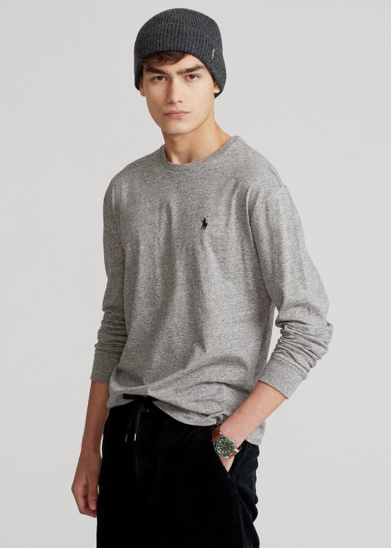 мушкарци Ralph Lauren мајица дугих рукава од дреса-све пристаје V2V44182 тамни старински хеатхер