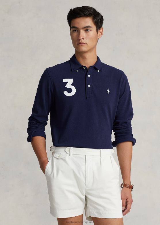 мушкарци Ralph Lauren мрежаста поло мајица класичног кроја V2V441016 невпорт морнарица