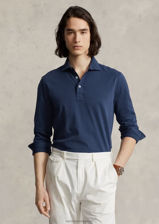 мушкарци Ralph Lauren цустом слим фит дрес поло мајица V2V441123 летња морнарица