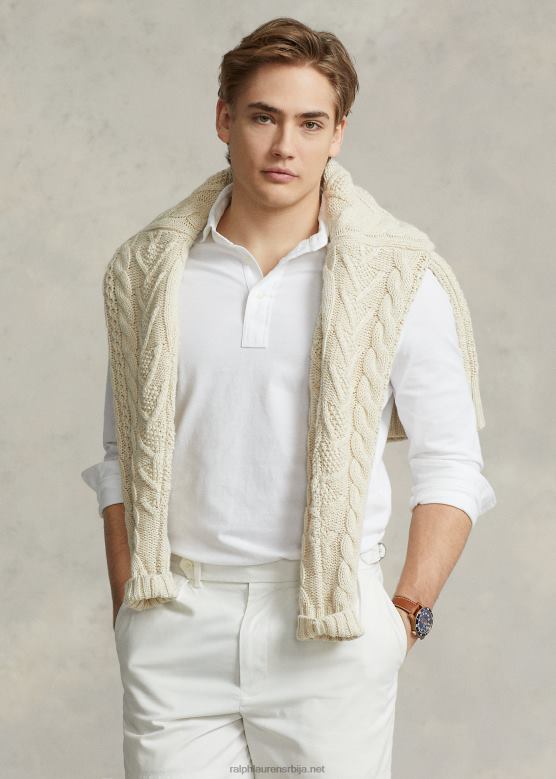 мушкарци Ralph Lauren цустом слим фит дрес поло мајица V2V441124 бео