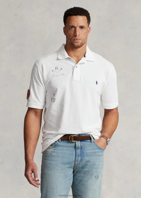 мушкарци Ralph Lauren мрежаста поло мајица са графиком V2V441372 класична оксфорд бела