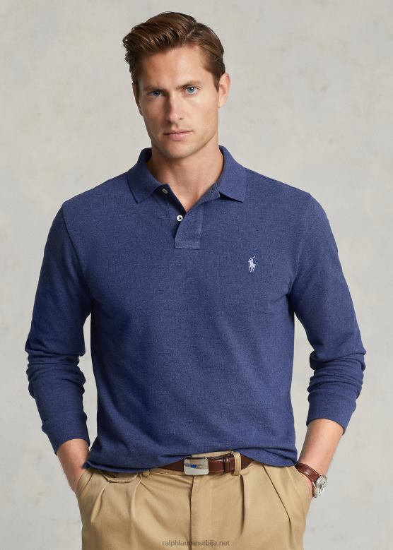 мушкарци Ralph Lauren мрежаста поло мајица дугих рукава све одговара V2V44153 дерби плави хеатхер
