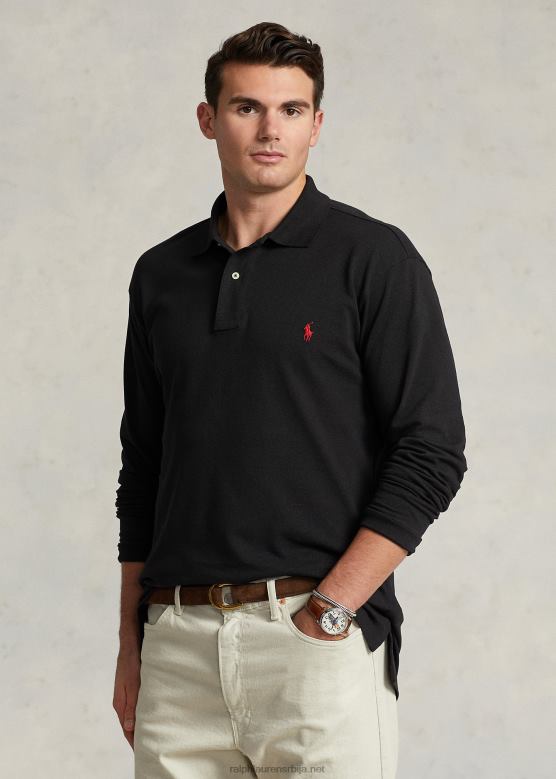 мушкарци Ralph Lauren мрежаста поло мајица дугих рукава V2V441872 црн
