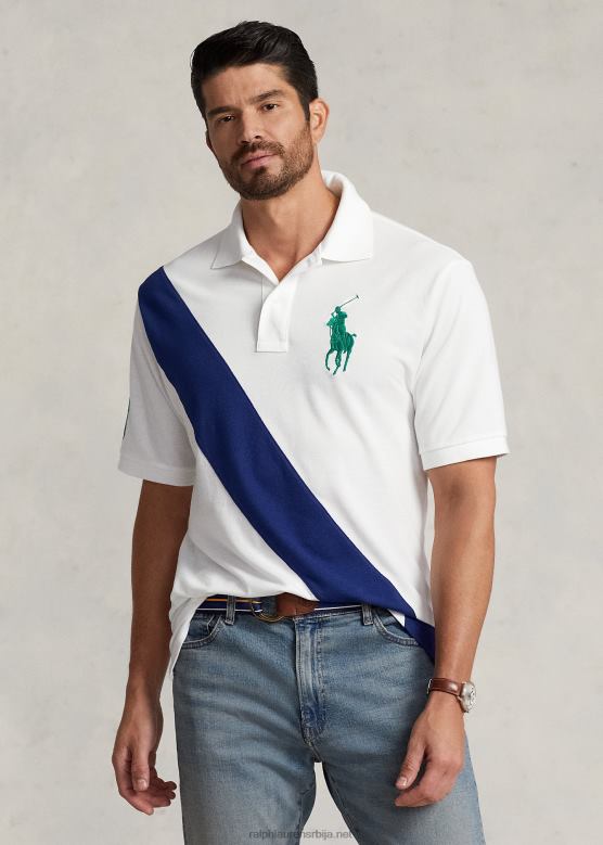 мушкарци Ralph Lauren велики пони мрежаста поло мајица V2V441881 бело / јесен краљевско