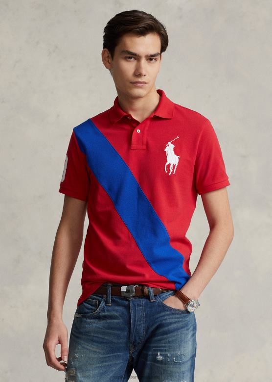 мушкарци Ralph Lauren биг пони мрежаста поло мајица-све пристаје V2V44546 рл 2000 црвена/сафирна звезда