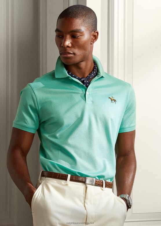 мушкарци Ralph Lauren по мери слим фит пике поло мајица V2V4457 морско стакло зелено