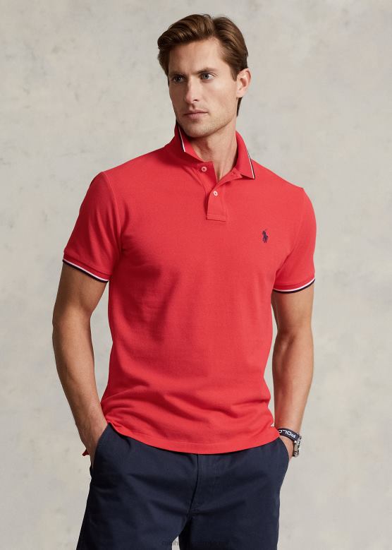 мушкарци Ralph Lauren мрежаста поло мајица класичног кроја V2V44585 црвени гребен