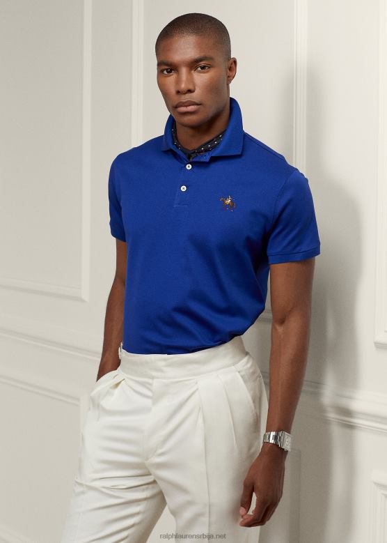 мушкарци Ralph Lauren по мери слим фит пике поло мајица V2V4459 краљевско плаво