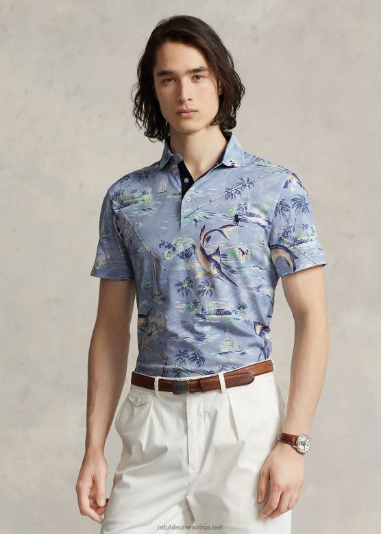 мушкарци Ralph Lauren цустом слим фит поло мајица V2V44612 беацх марлин