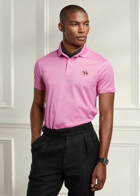 мушкарци Ralph Lauren по мери слим фит пике поло мајица V2V4465 класична бледо розе