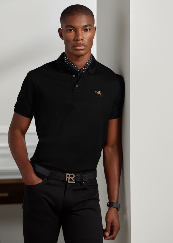 мушкарци Ralph Lauren по мери слим фит пике поло мајица V2V4468 класична црна