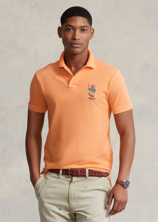 мушкарци Ralph Lauren мрежаста поло мајица класичног облика V2V44750 поштени наранџасти медвед за пецање