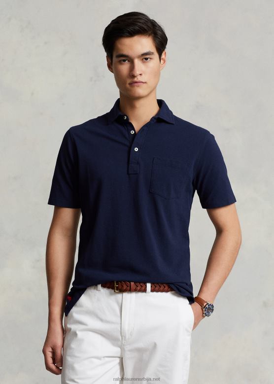 мушкарци Ralph Lauren мрежасто поло класичног облика перо V2V44810 крстарење морнарице