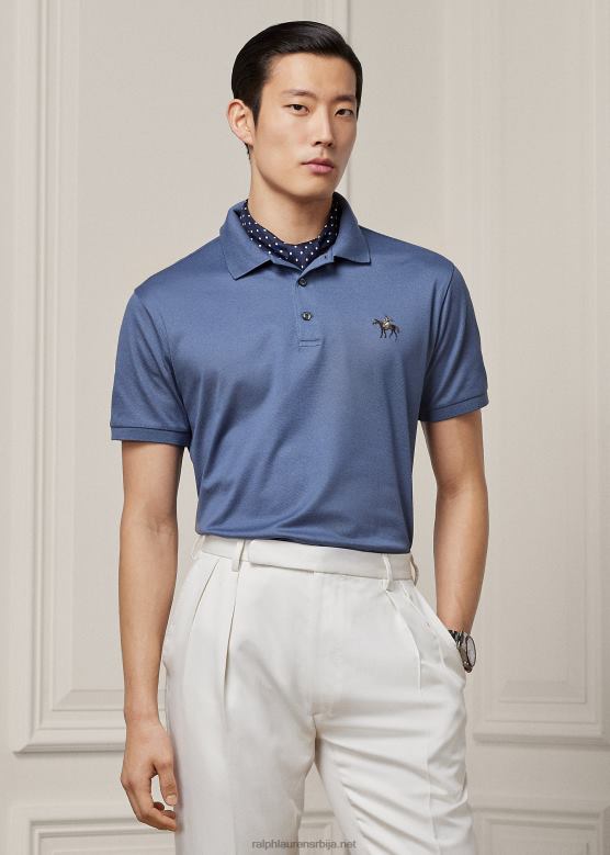 мушкарци Ralph Lauren по мери слим фит пике поло мајица V2V448403 ниагара блуе