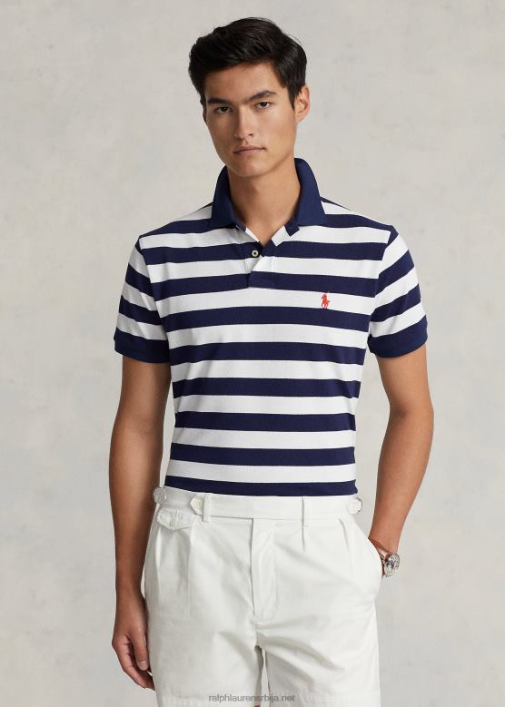 мушкарци Ralph Lauren мрежаста поло мајица класичног кроја V2V448429 невпорт морнарско/бела