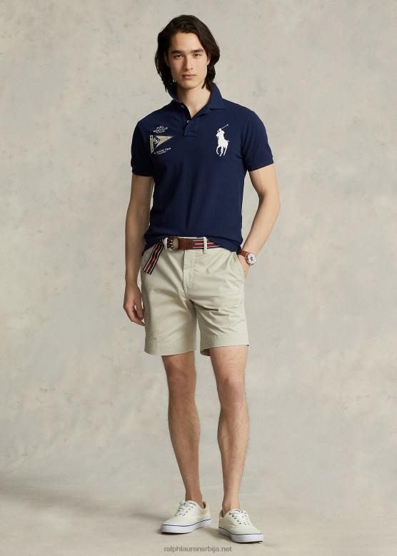 мушкарци Ralph Lauren цустом слим фит биг пони мрежаста поло мајица V2V44863 невпорт морнарица