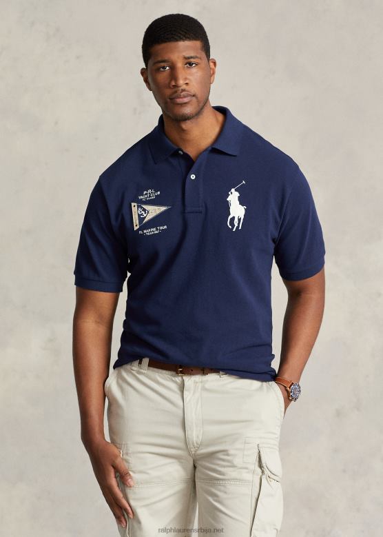 мушкарци Ralph Lauren велики пони мрежаста поло мајица V2V448680 невпорт морнарица