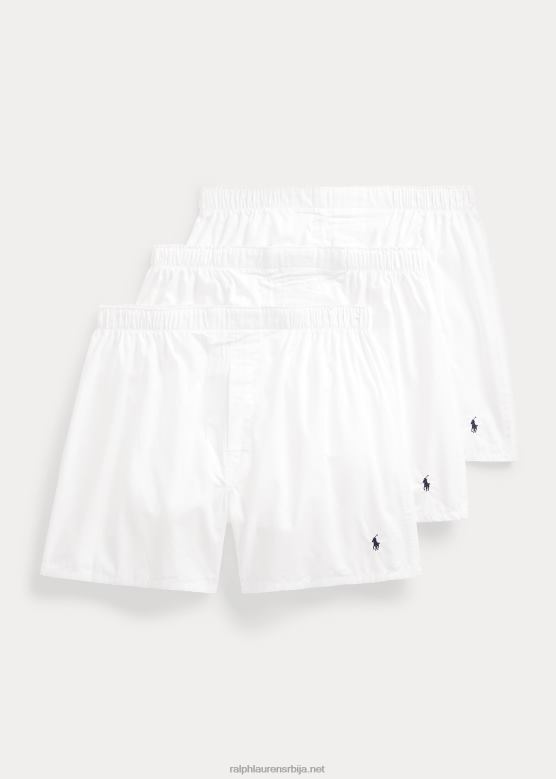 мушкарци Ralph Lauren класични ткани памучни боксер 3 ком V2V448545 бео