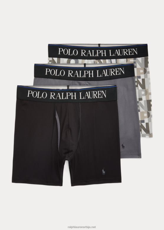 мушкарци Ralph Lauren 4д-флек боксерица од микровлакана, 3 ком V2V44364 црно/сива/планинска штампа