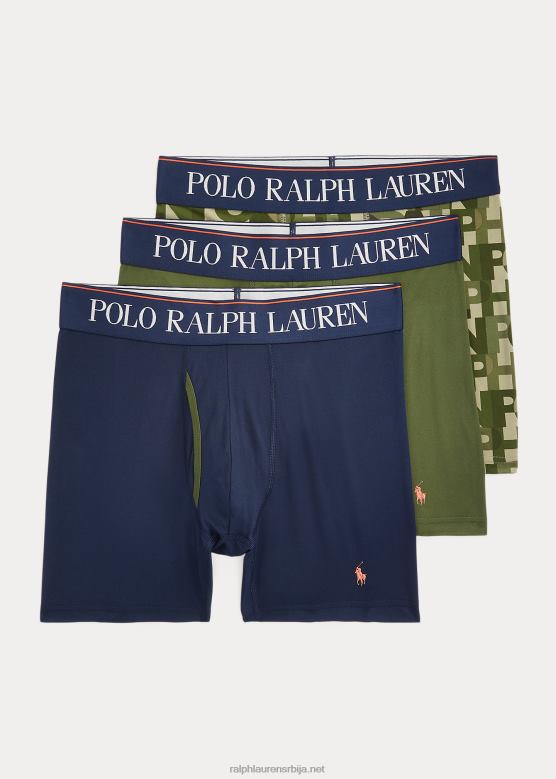 мушкарци Ralph Lauren 4д-флек боксерица од микровлакана, 3 ком V2V44365 морнарско/зелена/монограм штампа