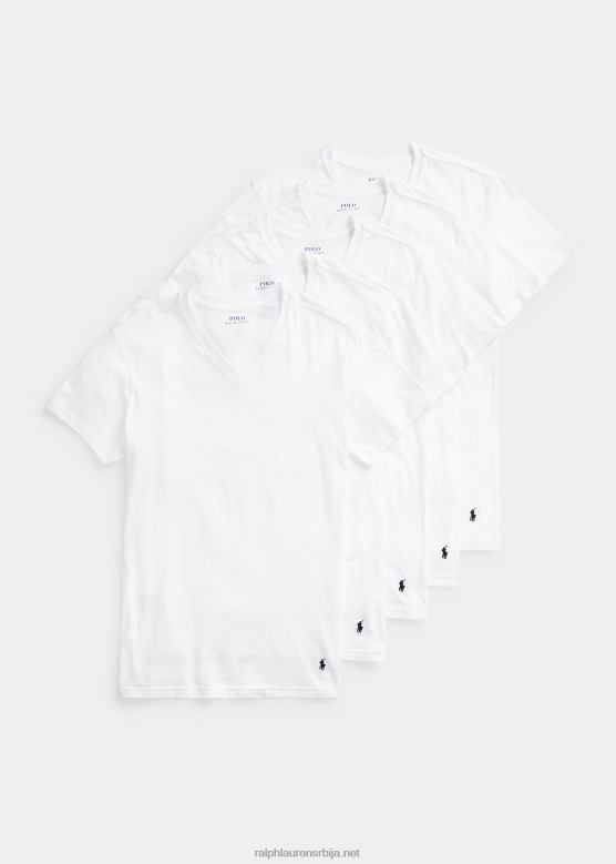 мушкарци Ralph Lauren танка памучна поткошуља с в-изрезом 5 ком V2V44260 бео