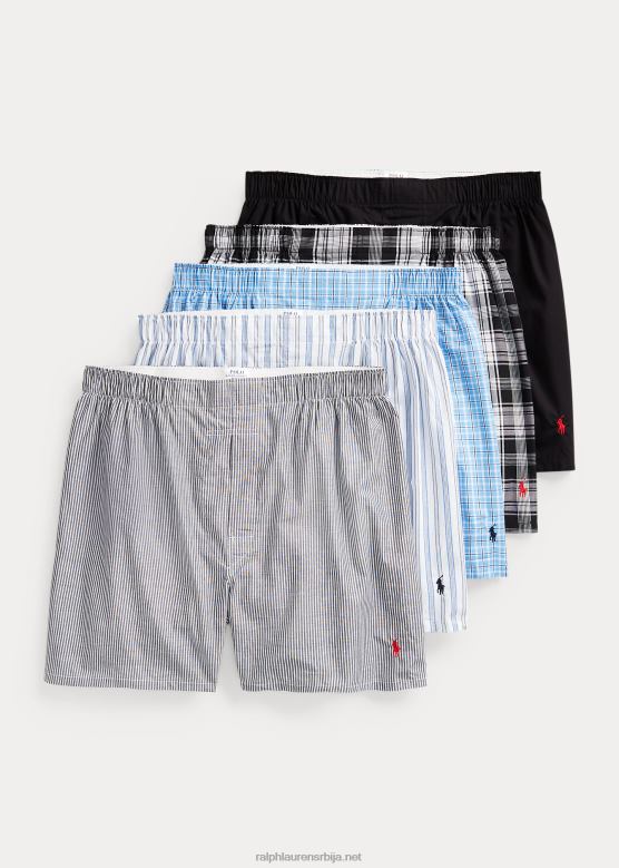 мушкарци Ralph Lauren класични ткани памучни боксер 5 ком V2V44268 сиво/плаво