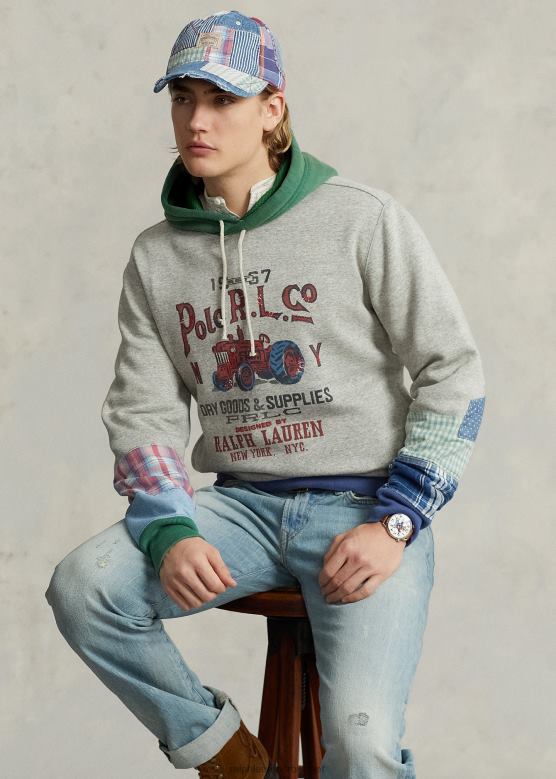 мушкарци Ralph Lauren Дуксерица од патцхворк флиса са графиком V2V44103 лофт хеатхер