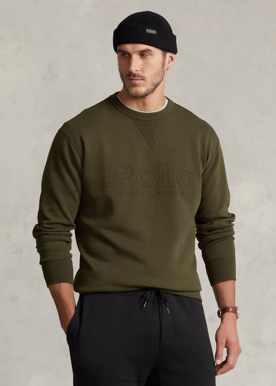 мушкарци Ralph Lauren дупло плетени дукс са рељефним логом V2V441396 компанија маслина