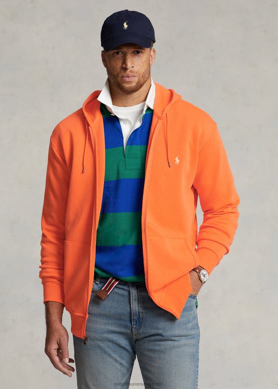 мушкарци Ralph Lauren дупло плетена дуксерица са пуним патентним затварачем V2V441606 ресорт наранџаста