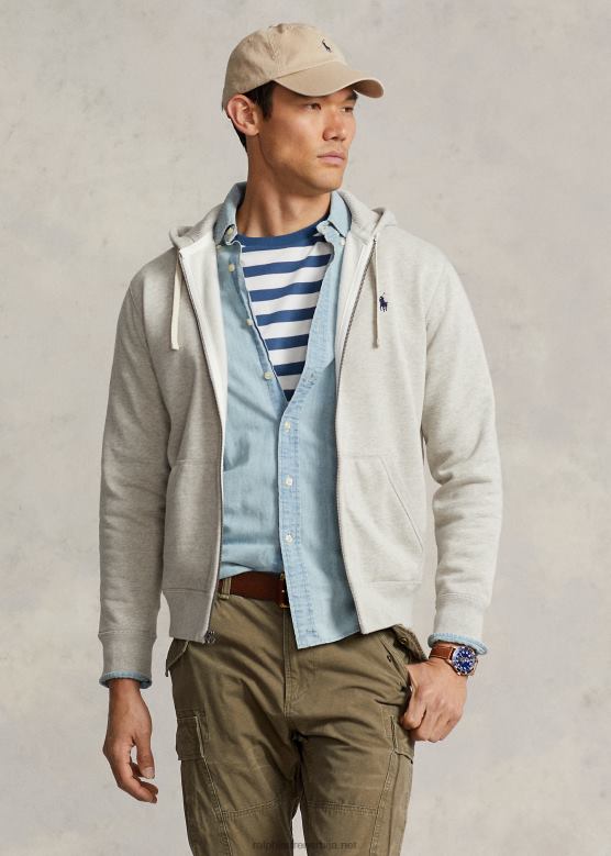 мушкарци Ralph Lauren дуксерица од флиса са пуним патентним затварачем V2V44391 лагани спортски хеатхер