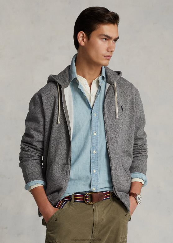 мушкарци Ralph Lauren дуксерица од флиса са пуним патентним затварачем V2V44393 пепељасто сиви вресак