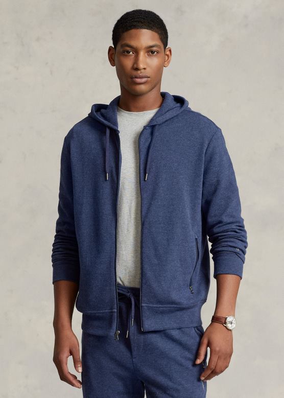 мушкарци Ralph Lauren дупло плетена дуксерица са пуним патентним затварачем V2V448607 пролећни морнарски вресак