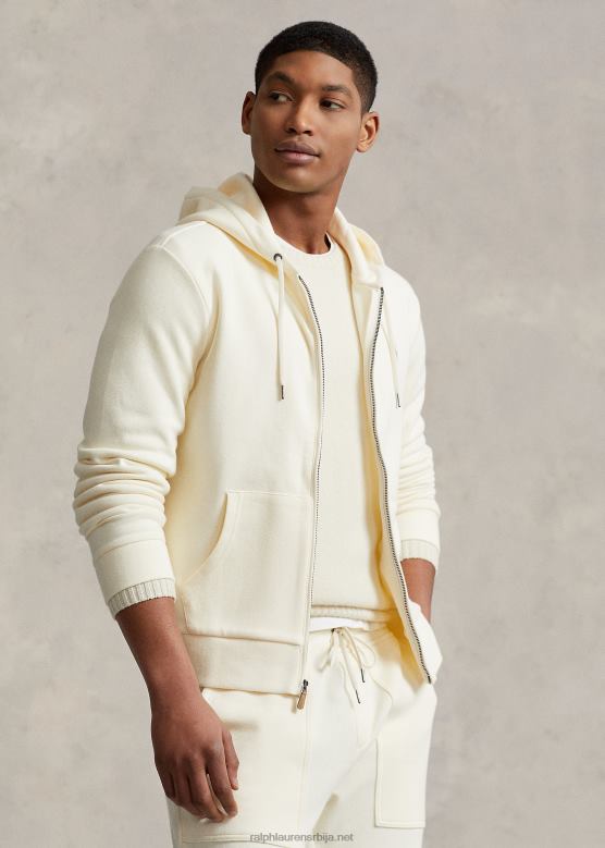 мушкарци Ralph Lauren дупло плетена мрежаста дуксерица са пуним патентним затварачем V2V448670 пергамент крем