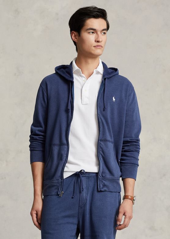 мушкарци Ralph Lauren спа фротир капуљача са пуним патентним затварачем V2V44956 невпорт морнарица