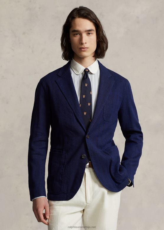 мушкарци Ralph Lauren спортски капут од рибље кости од мешавине платна V2V441192 морнарица