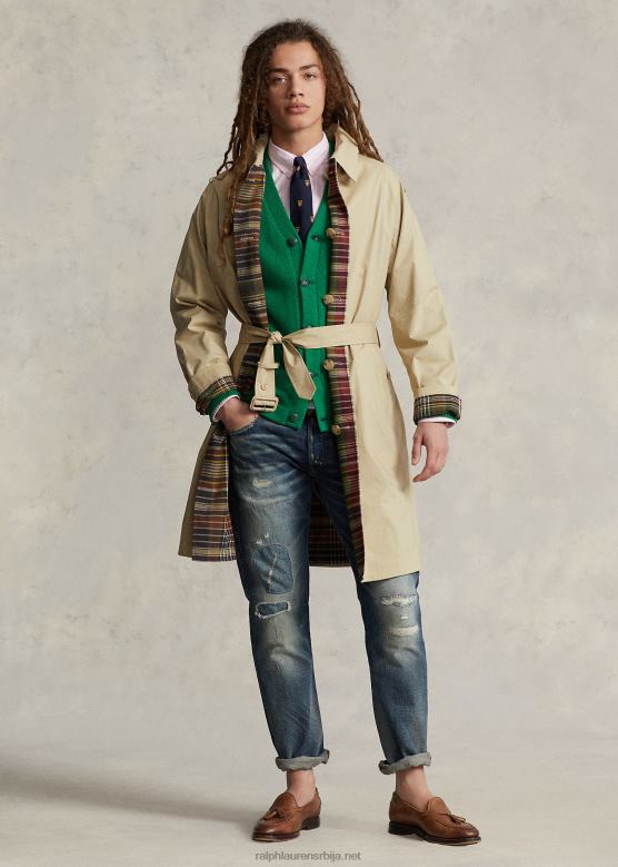 мушкарци Ralph Lauren реверзибилни балмакански капут од поплин-мадрас V2V441274 маслина мулти