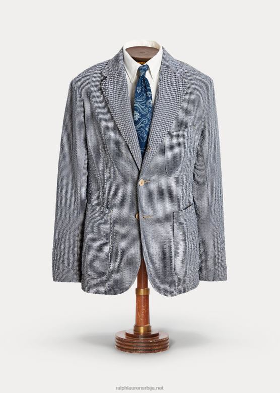 мушкарци Ralph Lauren неконструисани сеерсуцкер спортски капут V2V441719 плава/крем