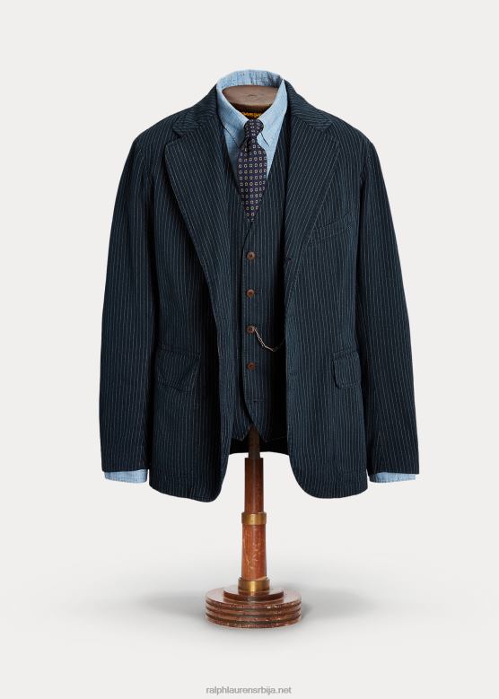 мушкарци Ralph Lauren неконструисани спортски капут од рибље кости V2V441726 индиго пинстрипе