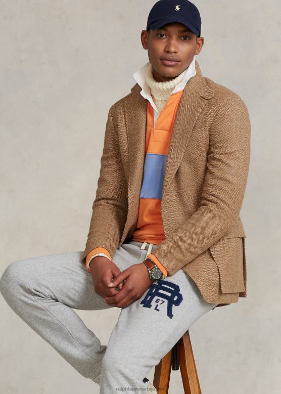 мушкарци Ralph Lauren јакна од рибље кости рл67 V2V441301 браон и камилав