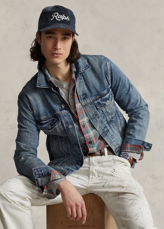 мушкарци Ralph Lauren тексас јакна од прскања фарбе V2V44105 родвелл