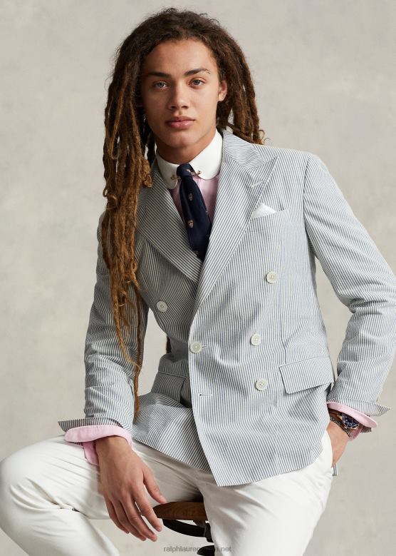 мушкарци Ralph Lauren поло софт сеерсуцкер јакна V2V441071 старински крем/плави