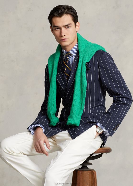 мушкарци Ralph Lauren поло јакна од меког пругастог кепера V2V441217 морнарско/крем