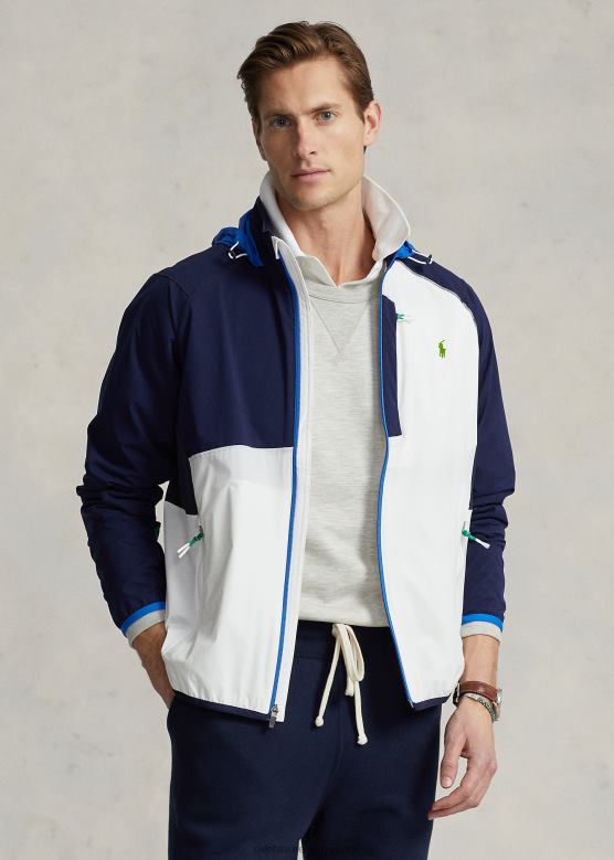 мушкарци Ralph Lauren водоодбојна јакна са капуљачом која се може спаковати V2V441237 керамичка бела мулти